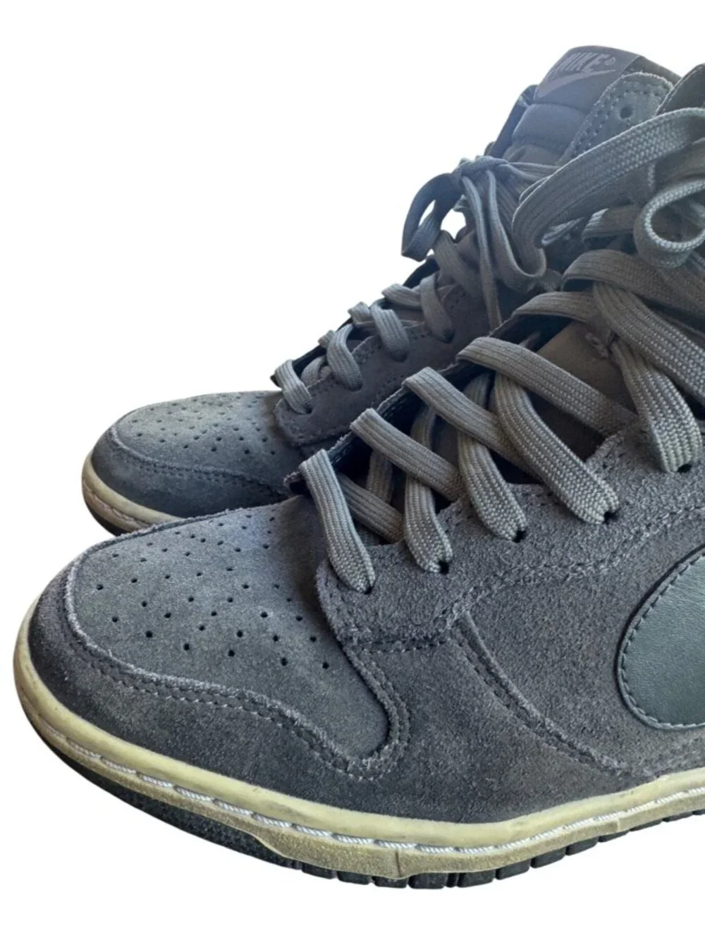 Nike Dunk Sky Print High Women’s Shoes Size 7 Gray Suede Hidden Wedge Sneakers